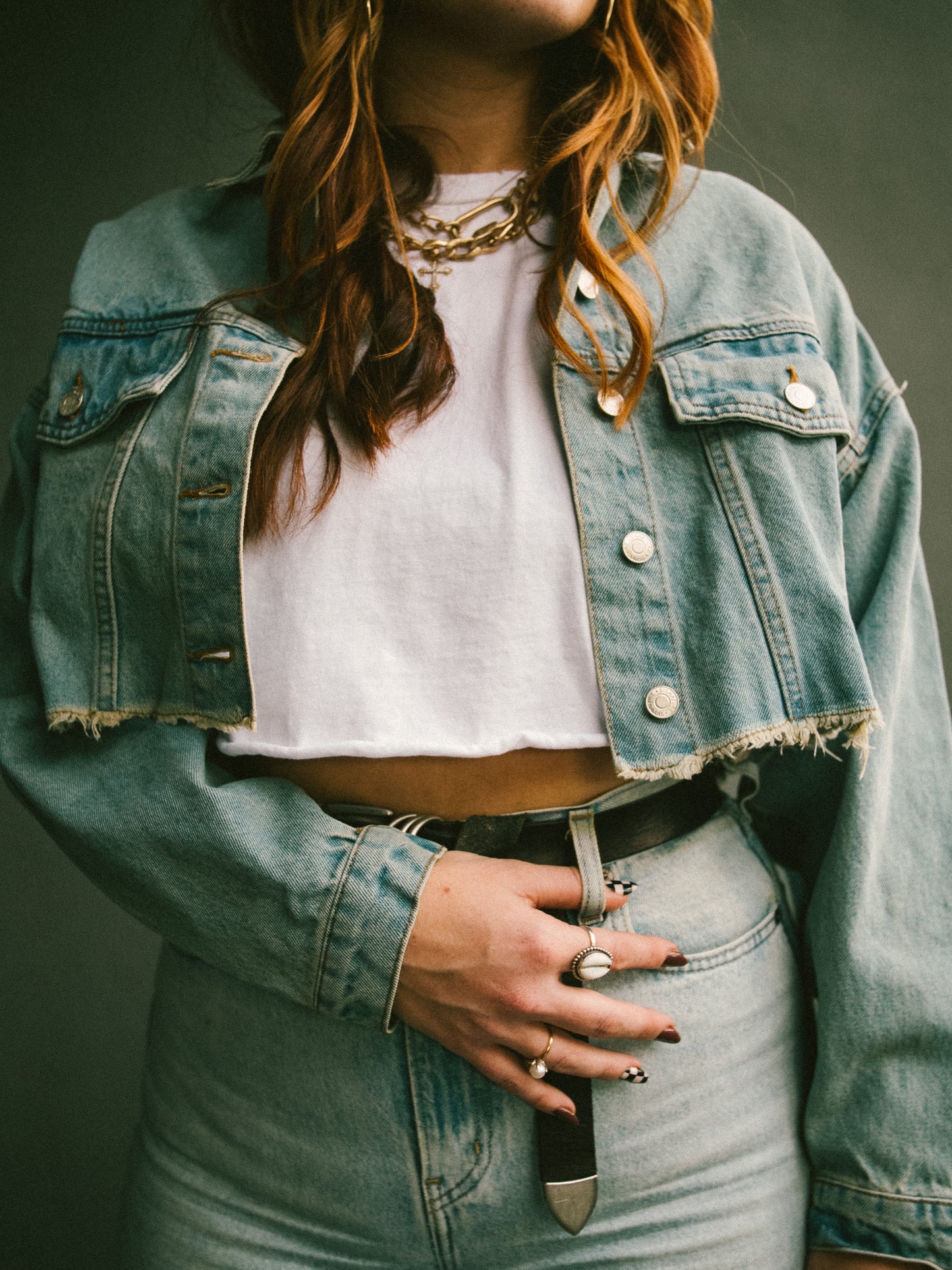 The Sun cropped light wash denim jacket